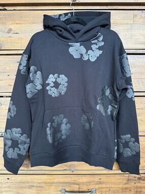 Denim Tears Hoodie Men Mono Black Small Flower Print Streetwear Portugal NEW